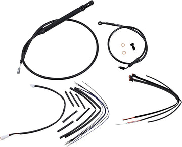 Harley davidson softail street bob fxbb [BURLY BRAND] - Kit completo de cabo/linha de guiador de vinil preto para cabides de macaco