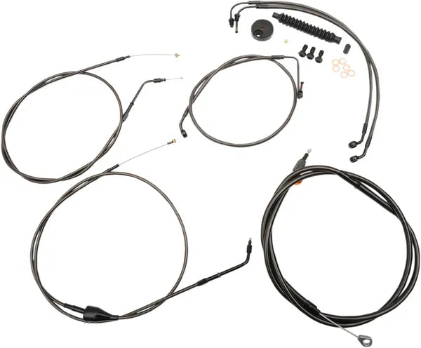 Harley Davidson Flhri [LA CHOPPERS] - Kit padrão de guiador/linha de freio trançado à meia-noite