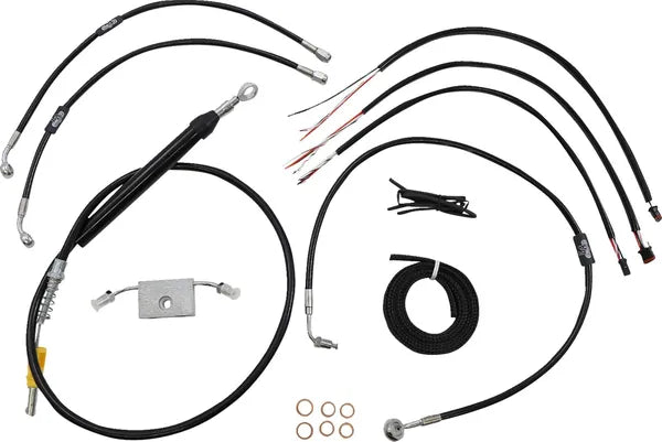 Harley Davidson Fxdrs 114 [LA CHOPPERS] - Kit completo de cabo/linha de freio trançado de vinil preto