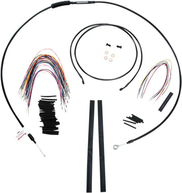 Harley Davidson flhtc [BURLY BRAND] - Kit completo de cabo/linha de guiador de vinil preto para cabide Ape