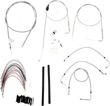 harley davidson flhri [BURLY BRAND] - Kit completo de cabo de guiador/linha de freio em aço inoxidável