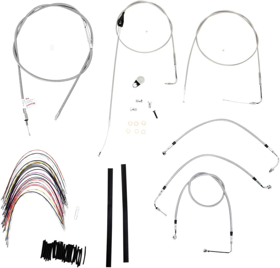 harley davidson flhri [BURLY BRAND] - Kit completo de cabo de guiador/linha de freio em aço inoxidável