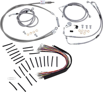harley davidson flhtc [BURLY BRAND] - Kit completo de cabo de guiador/linha de freio em aço inoxidável