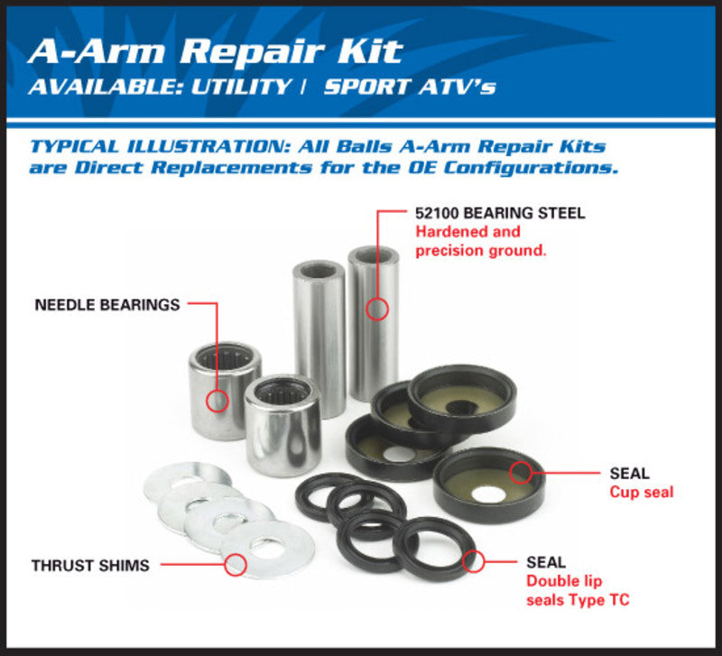 Yamaha Yfs 200 Blaster [TODAS AS BOLAS] - KIT DE CONVERSÃO A-ARM INFERIOR TODAS AS BOLAS/SUPERIOR TODAS AS BOLAS TODAS AS BOLAS