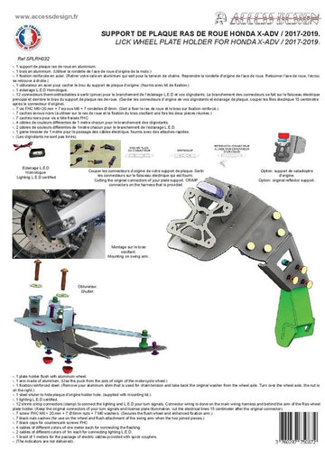Honda X-Adv [ACCESS DESIGN] - suporte de placa na altura da roda preto Honda X-ADV