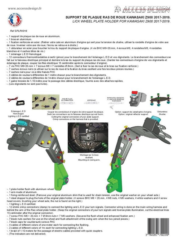 Kawasaki Z 900 [ACCESS DESIGN] - suporte de placa na altura da roda preto Kawasaki Z900