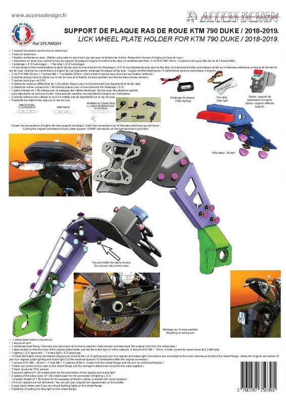 Ktm Duke 790 [ACCESS DESIGN] - Suporte de placa na altura da roda preto KTM Duke 790/890