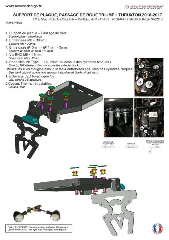 Triumph Thruxton 1200 [ACCESS DESIGN] - arco da roda porta-matrícula preto Triumph Thruxton 1200
