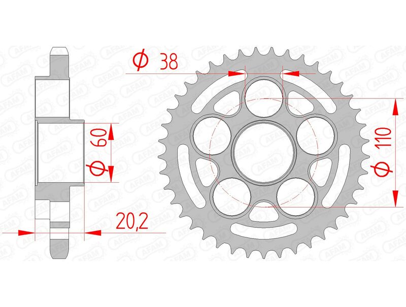 Ducati Monster 1100 [AFAM] - Roda dentada padrão em aço - 525