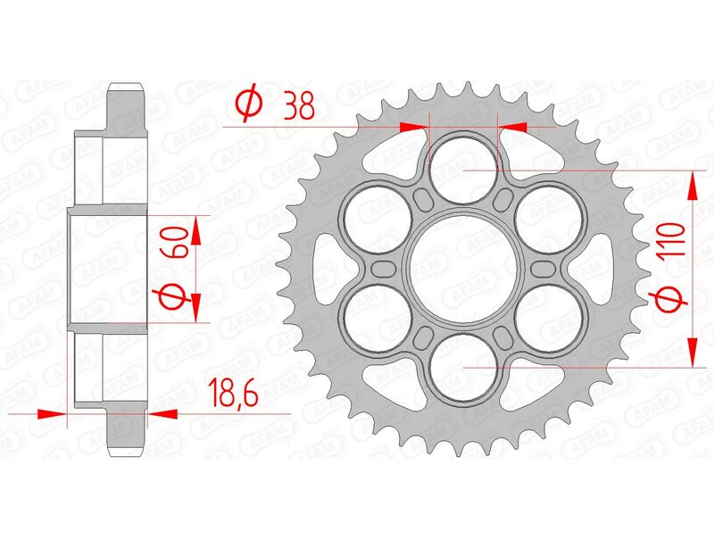 Ducati Multistrada 1260 [AFAM] - Roda dentada padrão em aço - 530