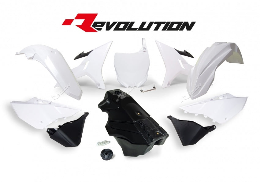 Yamaha YZ 250 (CG 23) [2006-2019] - Revolution Plastik-Kit mit Tank Schwarz/Weiß Yamaha YZ125/250