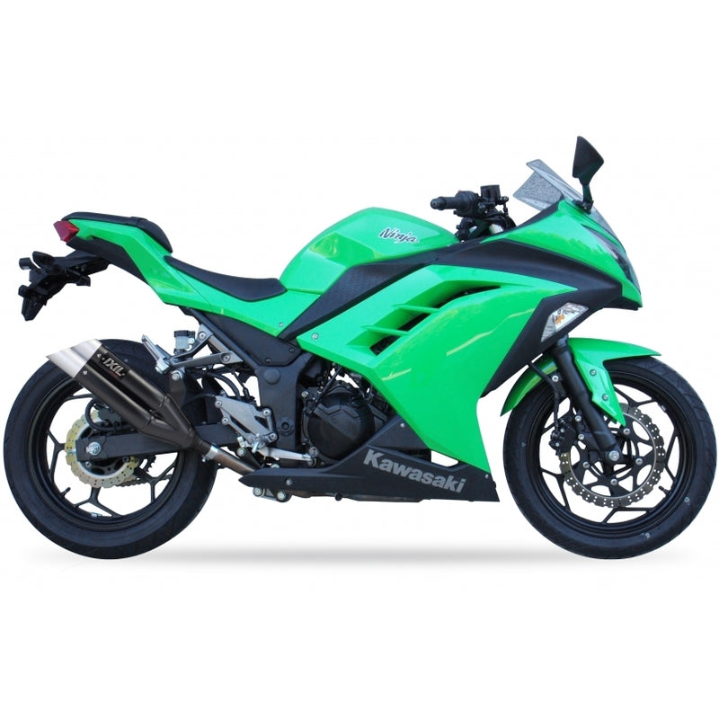 Kawasaki Z 300 [IXIL] - Silenciador Hyperlow em aço inoxidável preto / tampa final em alumínio - XK7336XB