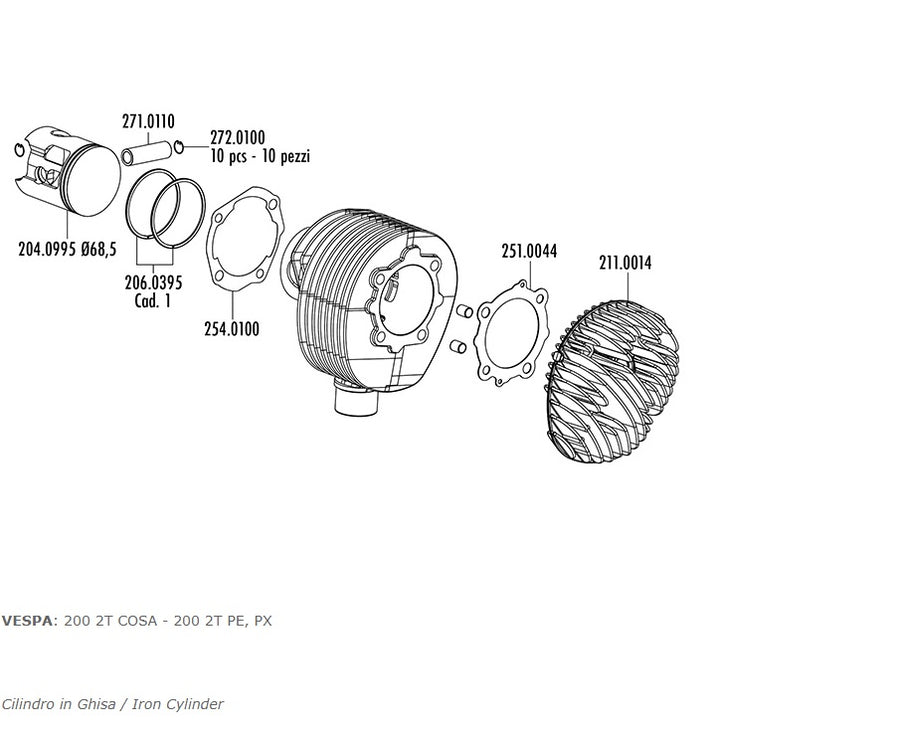 Vespa PX 200 [1981-2001] - Zylinder Kit - Ø68,5mm