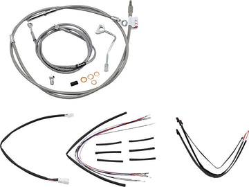 Harley Davidson flhrxs [BURLY BRAND] - Kit completo de cabo de guiador/linha de freio em aço inoxidável