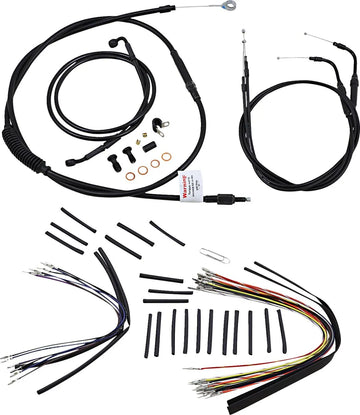 Harley Davidson flst [BURLY BRAND] - Kit completo de cabo/linha de guiador de vinil preto para cabide Ape