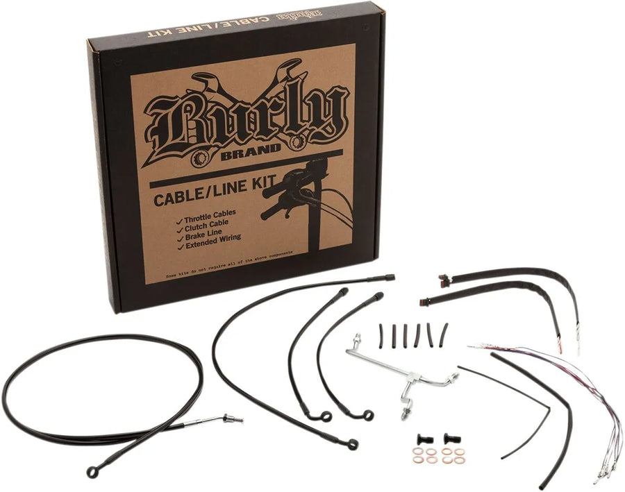 Harley Davidson flhrxs [BURLY BRAND] - Kit completo de cabo/linha de guiador de vinil preto para cabide Ape