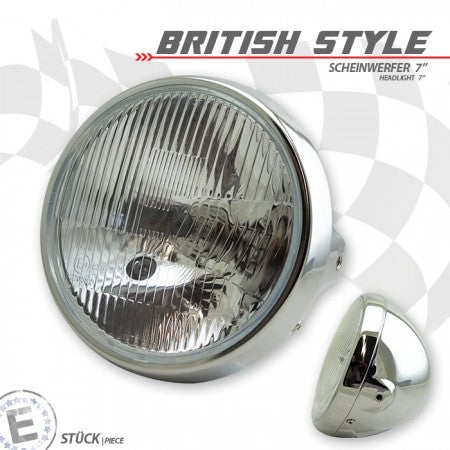 Triumph Bonneville T100 – H4-Scheinwerfer British Style 7 Zoll Chrom für Universal-Umbau