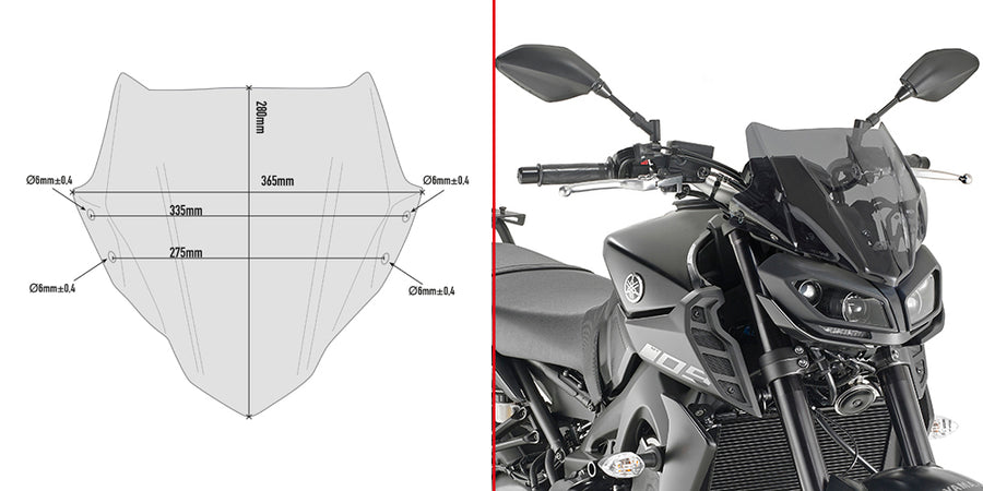 YAMAHA MT 09 MT 09 SP MT 09 TRACER [2017-2020] - Pára-brisa específico