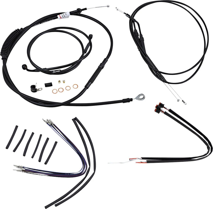 Harley davidson sportster 883 iron xl [BURLY BRAND] - Kit completo de cabo/linha de guiador de vinil preto para cabides Ape