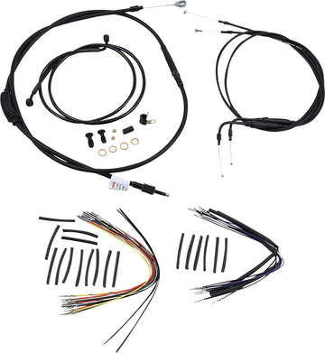Harley Davidson flst [BURLY BRAND] - Kit completo de cabo/linha de guiador de vinil preto para cabide Ape - 0