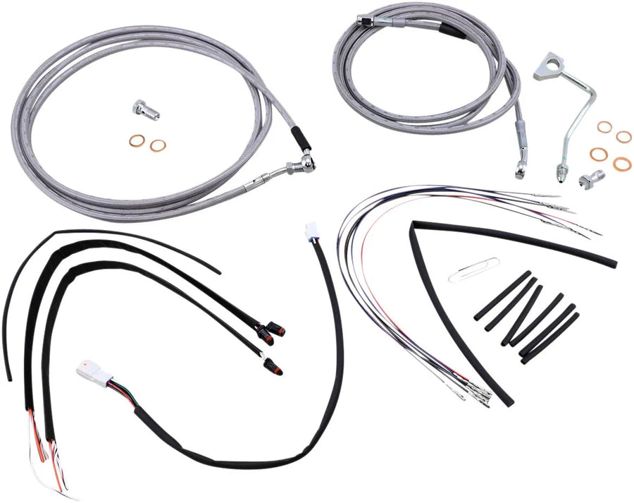 harley davidson fltruse [BURLY BRAND] - Kit completo de cabo de guiador/linha de freio em aço inoxidável