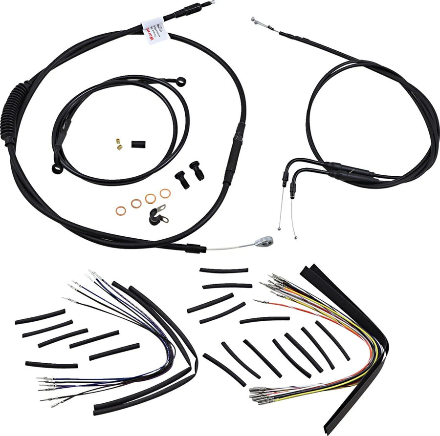 Harley Davidson fxst [BURLY BRAND] - Kit completo de cabo/linha de guiador de vinil preto para cabides Ape
