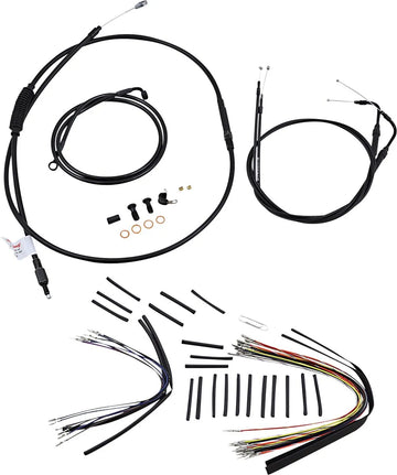 Harley Davidson flstc [BURLY BRAND] - Kit completo de cabo/linha de guiador de vinil preto para cabide Ape - 0