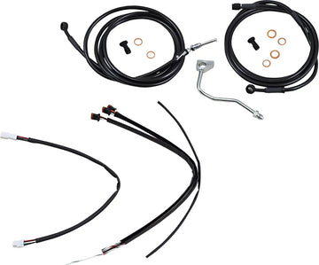 Harley Davidson flhrxs [BURLY BRAND] - Kit completo de cabo/linha de guiador de vinil preto para cabide Ape