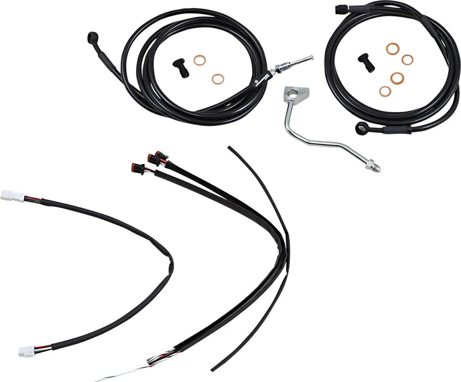 Harley Davidson flhrxs [BURLY BRAND] - Kit completo de cabo/linha de guiador de vinil preto para cabide Ape