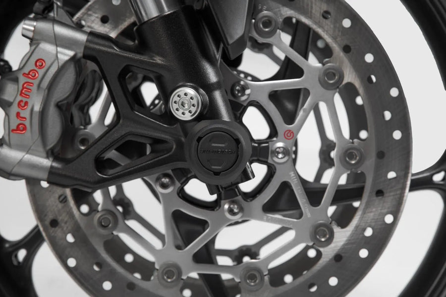 ducati monster 821 [SW-MOTECH] – conjunto de proteção do eixo da roda dianteira