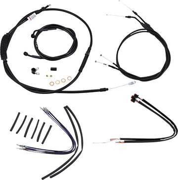 Harley davidson sportster 883 iron xl [BURLY BRAND] - Kit completo de cabo/linha de guiador de vinil preto para cabides Ape