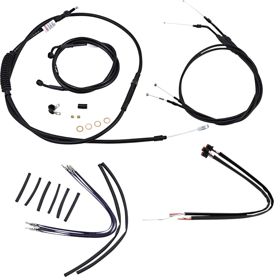 Harley davidson sportster 883 iron xl [BURLY BRAND] - Kit completo de cabo/linha de guiador de vinil preto para cabides Ape
