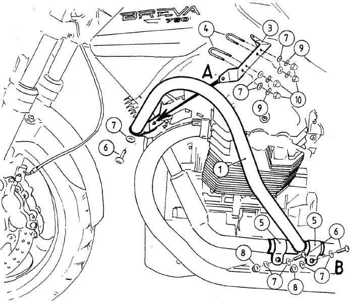 Moto Guzzi Breva V 750 ie [2003-2013] - Protetor de motor preto