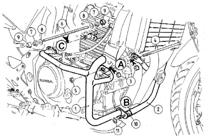 Honda CBF 500 [2004-2007] - Protetor de motor preto