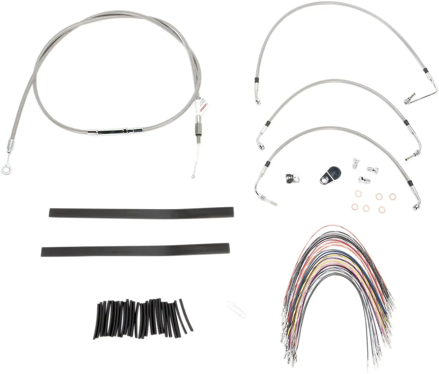 Harley Davidson flhtcu [BURLY BRAND] - Kit completo de cabo de guiador/linha de freio em aço inoxidável