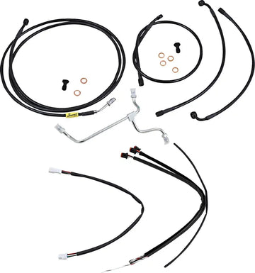 Harley Davidson Flhx [BURLY BRAND] - Conjunto completo de cabo/linha de guiador de vinil preto para cabide de macaco