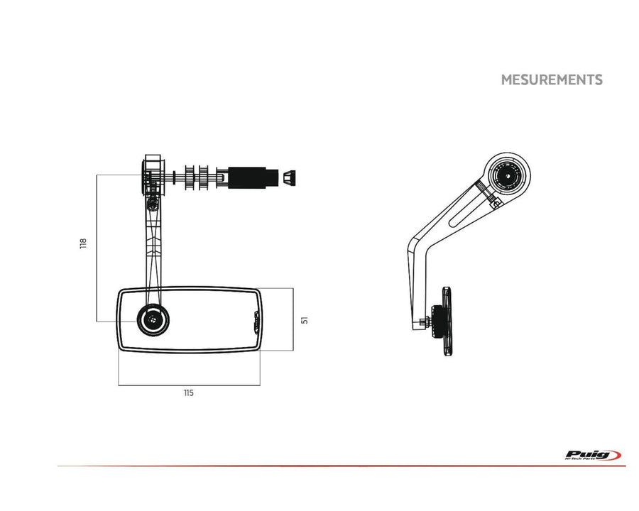 KTM 890 DUKE R [2025] – Look Espelho Retrovisor – Preto