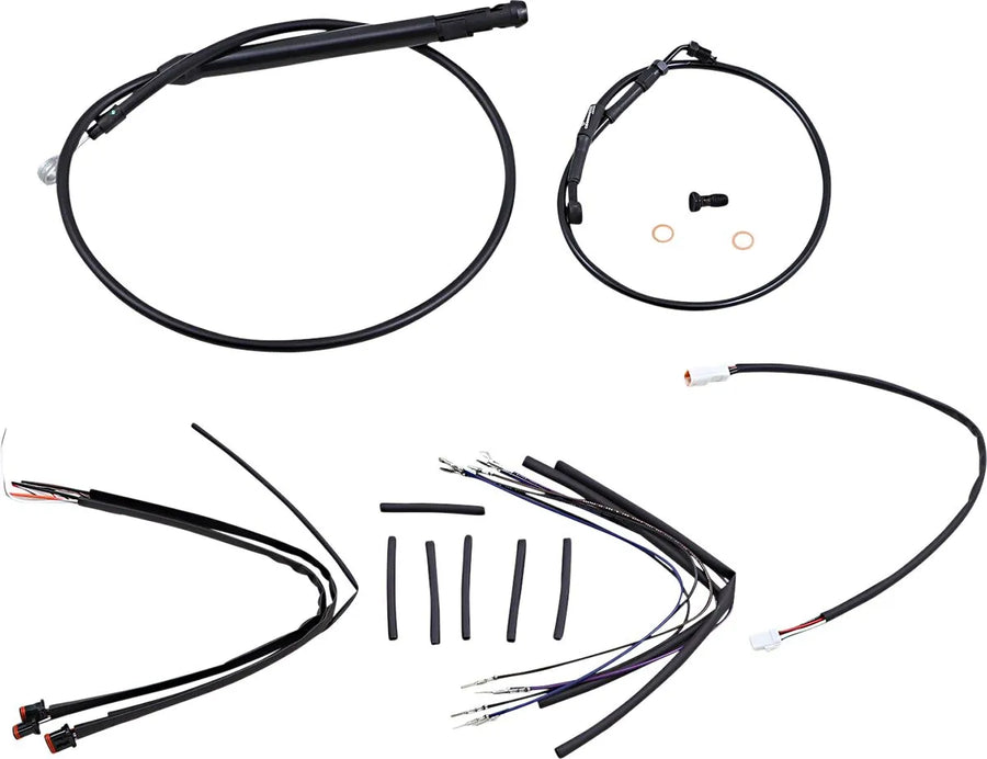 Harley davidson softail street bob fxbb [BURLY BRAND] - Kit completo de cabo/linha de guiador de vinil preto para cabides de macaco