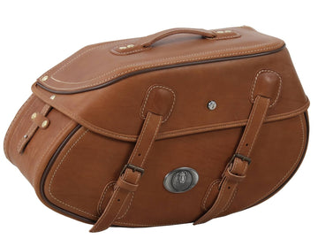 Bolsa para motocicleta [Hepco & Becker] - Couro de búfalo marrom areia esquerda - porta-bagagens para tubo
