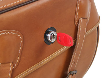 Bolsa para motocicleta [Hepco & Becker] - Couro de búfalo marrom areia esquerda - porta-bagagens para tubo