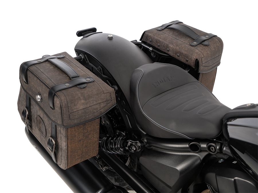 Indian Sport Scout Sixty [2026] - Set: Ledertaschenhalter Cutout schwarz inkl. Rugged Ledertaschen braun