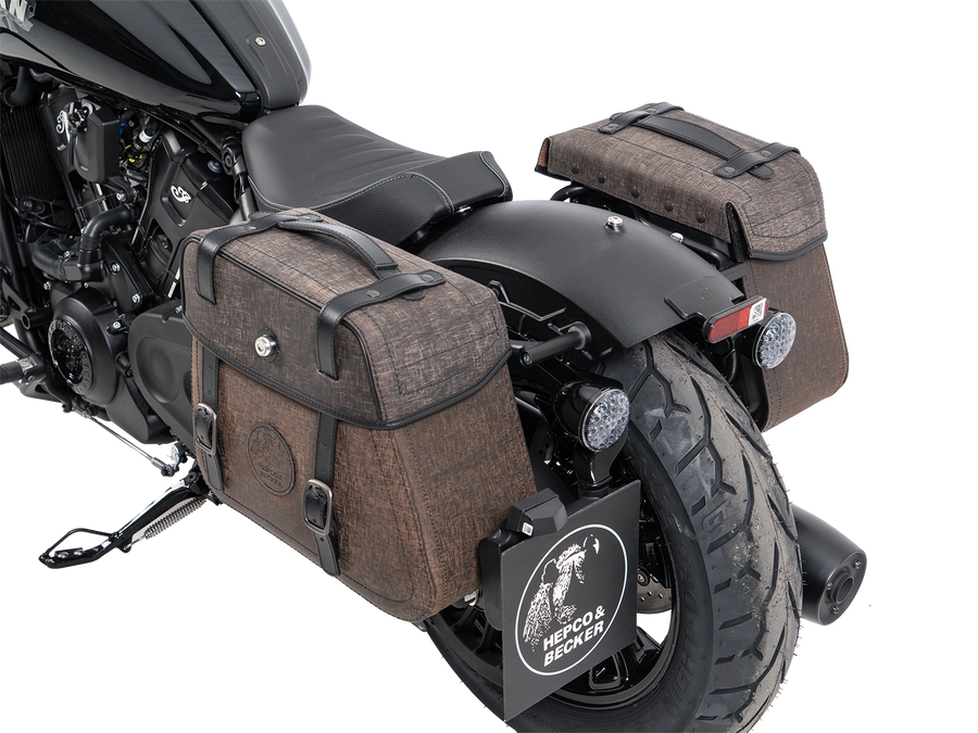 Indian Sport Scout Sixty [2026] - Set: Ledertaschenhalter Cutout schwarz inkl. Rugged Ledertaschen braun