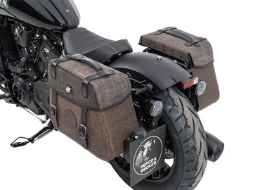 Indian 101 Scout [2025-2026] - Conjunto: Porta-bolsa de couro com recorte preto incl. Bolsas de couro robustas marrom