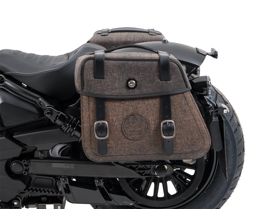 Indian Scout Sixty Classic [2025-2026] - Conjunto: porta-bolsa de couro com recorte preto incl. Bolsas de couro robustas marrom