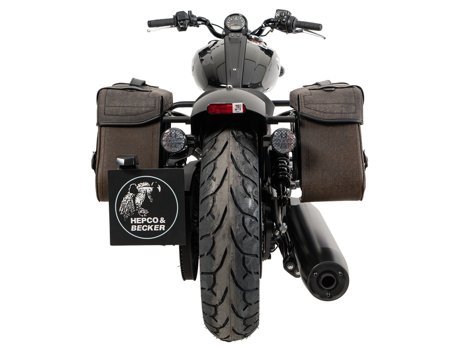 Indian Scout Sixty Classic [2025-2026] - Conjunto: porta-bolsa de couro com recorte preto incl. Bolsas de couro robustas marrom