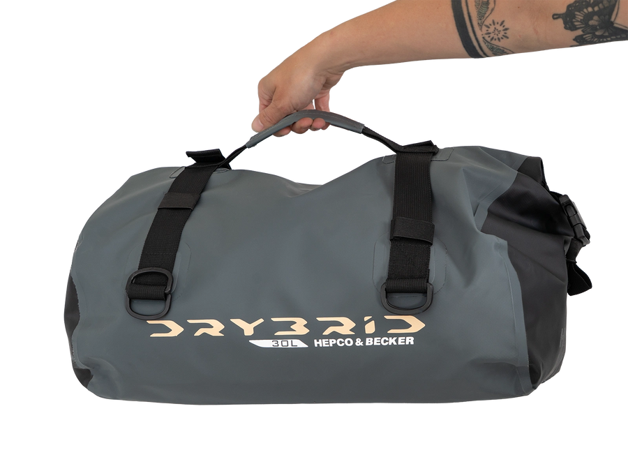 Bolsa para motocicleta [Hepco & Becker] - Bolsa Drybrid 30L rolo de bagagem para motocicleta à prova d'água - fixação de alça