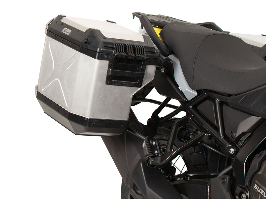 Suzuki V-Strom 800 DE [2023-2026] - Kofferträgerset Cutout schwarz inkl. Xplorer Cutout silber Kofferset