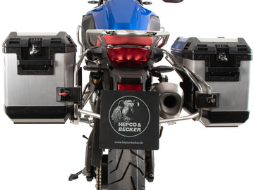 BMW F 800 GS [2024-2026] - conjunto de porta-malas com recorte em aço inoxidável incl. Conjunto de estojo prateado com recorte Xplorer