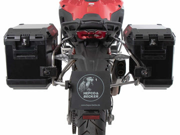Ducati Multistrada V4 [2025-2026] - conjunto de porta-bagagens Recorte em aço inoxidável incl. Conjunto de malas pretas Xplorer Cutout
