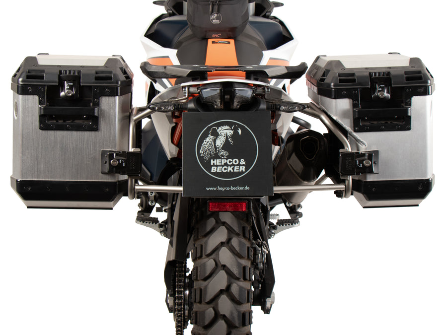 KTM 790 Adventure [2024-2026] - Kofferträgerset Cutout Edelstahl inkl. Xplorer Cutout silber Kofferset 40/37